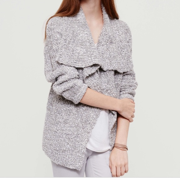 Lou & Grey Sweaters - Lou & Grey Foldover Open Cardigan Gray Size XL